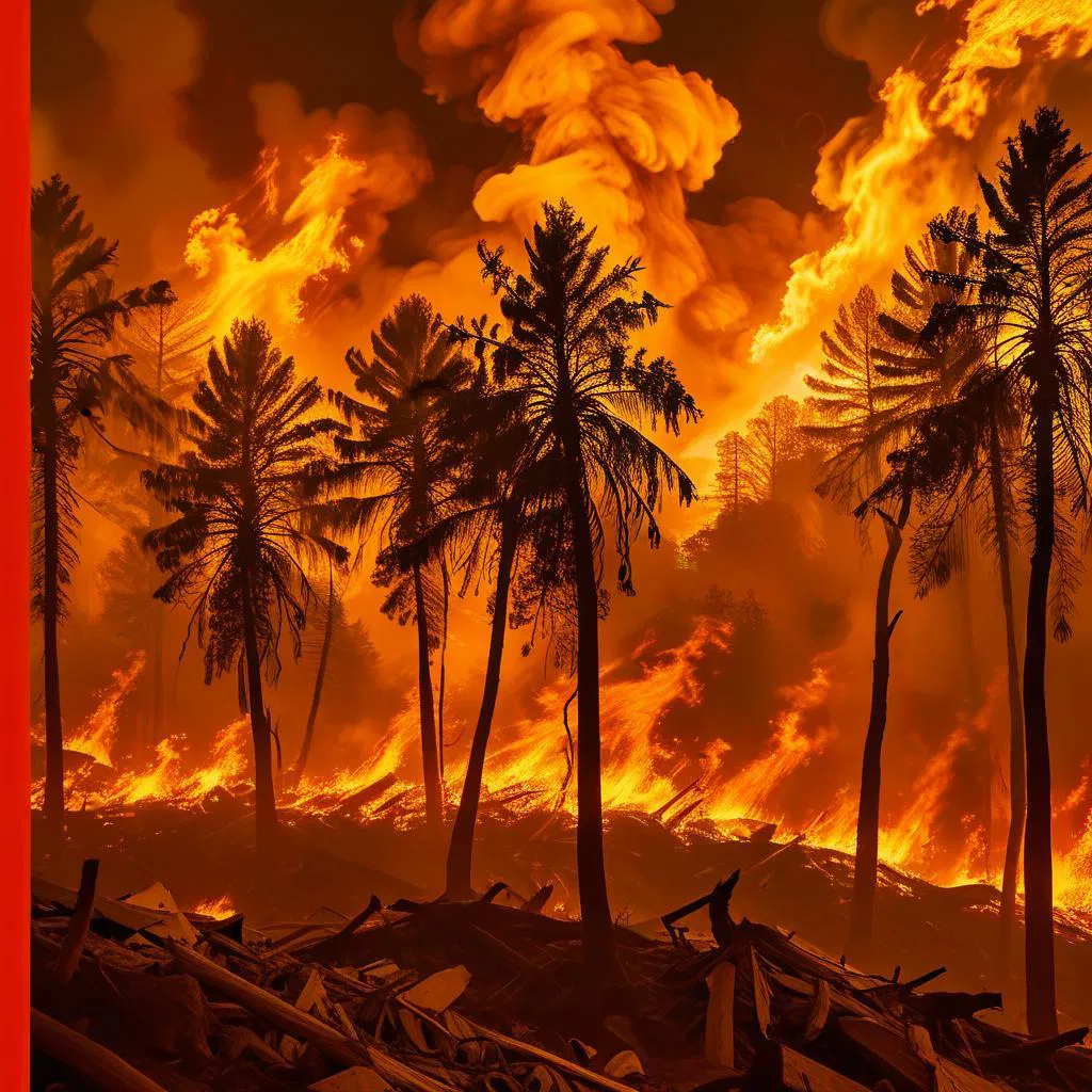 __Tragedy Strikes as LA Wildfires Claim 24 Lives Amidst Intensifying Winds__ on RED BACKGROUND_
